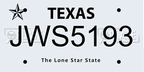 JWS5193 Texas License Plate