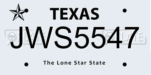 JWS5547 Texas License Plate