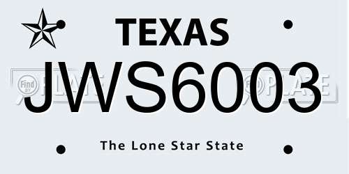 JWS6003 Texas License Plate