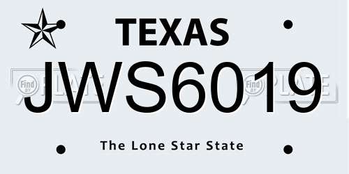 JWS6019 Texas License Plate