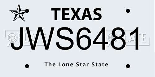 JWS6481 Texas License Plate