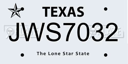JWS7032 Texas License Plate