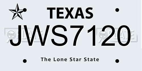 JWS7120 Texas License Plate
