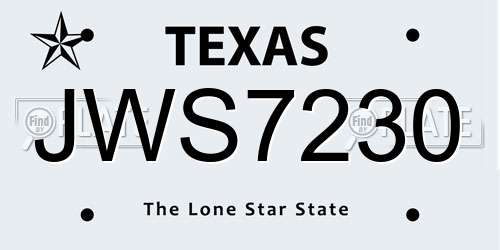 JWS7230 Texas License Plate