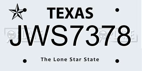 JWS7378 Texas License Plate