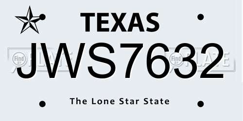 JWS7632 Texas License Plate