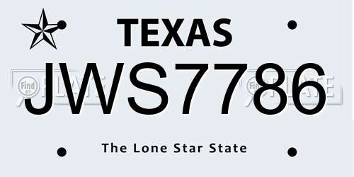 JWS7786 Texas License Plate