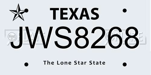 JWS8268 Texas License Plate