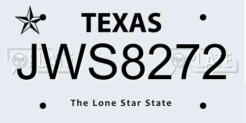 JWS8272 Texas License Plate