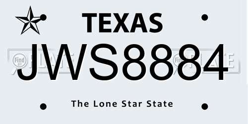 JWS8884 Texas License Plate
