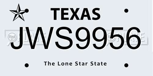 JWS9956 Texas License Plate