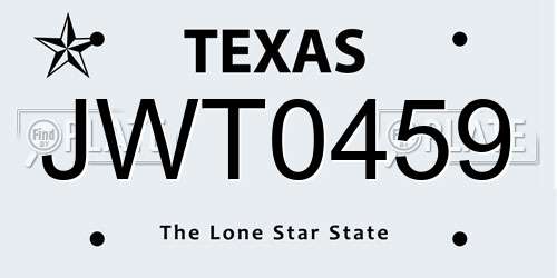 JWT0459 Texas License Plate