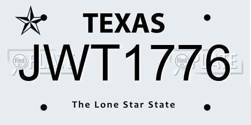 JWT1776 Texas License Plate