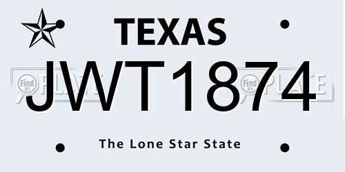JWT1874 Texas License Plate