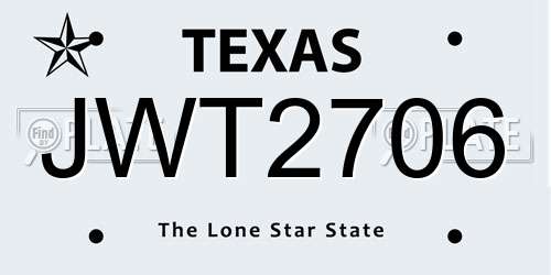 JWT2706 Texas License Plate