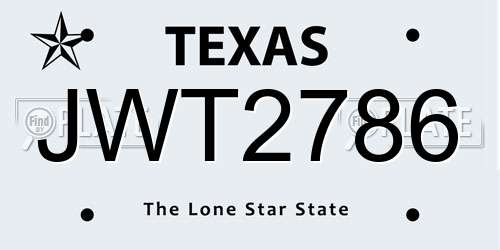 JWT2786 Texas License Plate