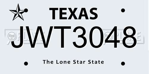 JWT3048 Texas License Plate