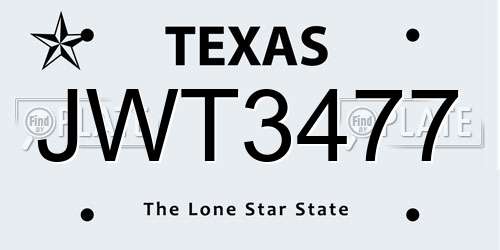 JWT3477 Texas License Plate