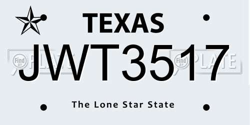 JWT3517 Texas License Plate
