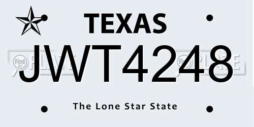 JWT4248 Texas License Plate