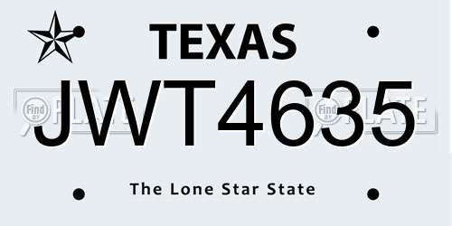 JWT4635 Texas License Plate