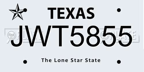 JWT5855 Texas License Plate