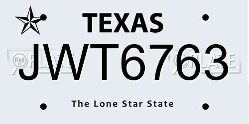 JWT6763 Texas License Plate