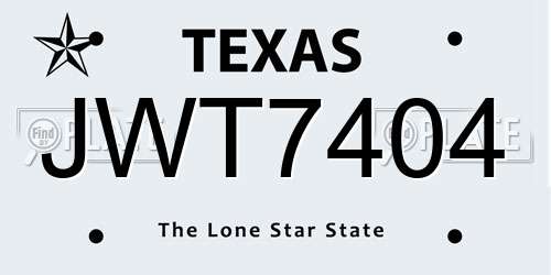 JWT7404 Texas License Plate