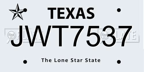 JWT7537 Texas License Plate
