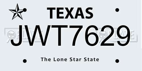 JWT7629 Texas License Plate