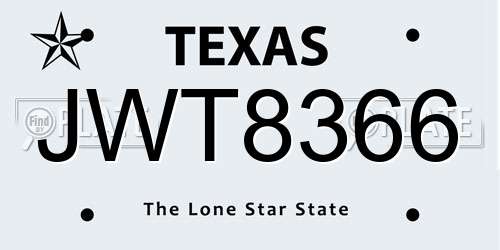 JWT8366 Texas License Plate
