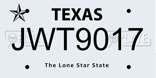 JWT9017 Texas License Plate