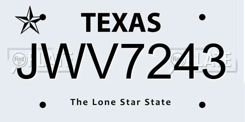 JWV7243 Texas License Plate