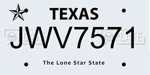 JWV7571 Texas License Plate