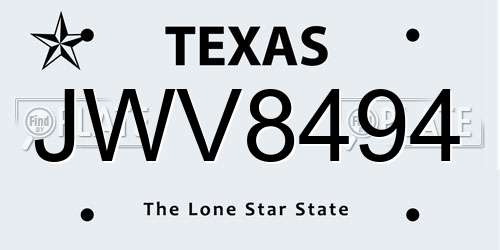JWV8494 Texas License Plate