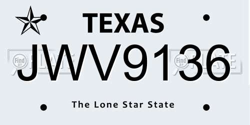 JWV9136 Texas License Plate