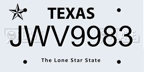 JWV9983 Texas License Plate