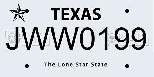 JWW0199 Texas License Plate