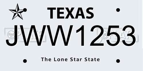 JWW1253 Texas License Plate