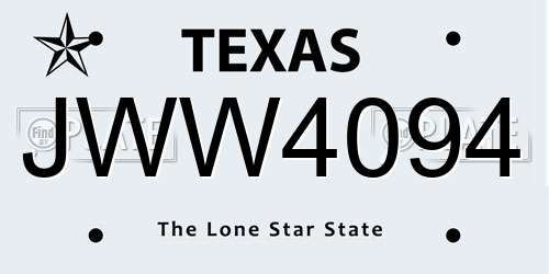 JWW4094 Texas License Plate