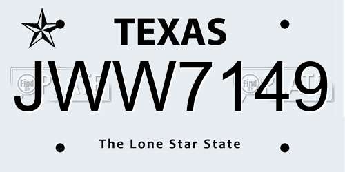 JWW7149 Texas License Plate