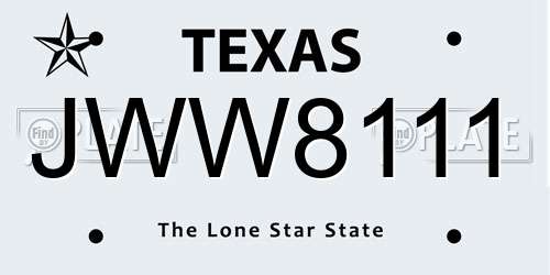 JWW8111 Texas License Plate