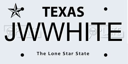 JWWHITE Texas License Plate