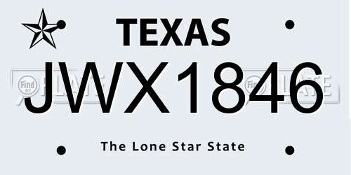 JWX1846 Texas License Plate