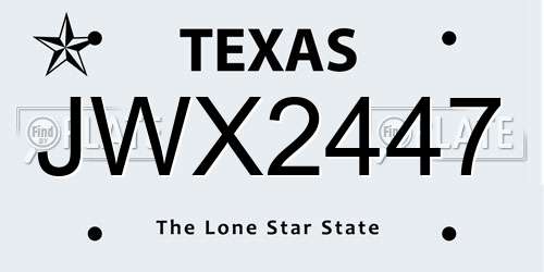 JWX2447 Texas License Plate