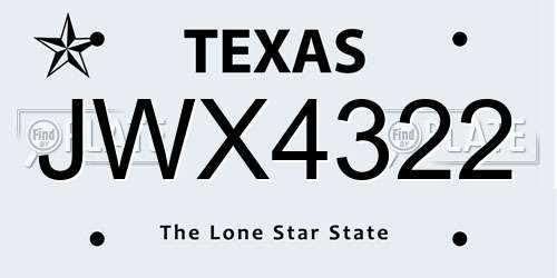 JWX4322 Texas License Plate