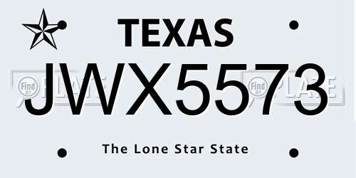 JWX5573 Texas License Plate