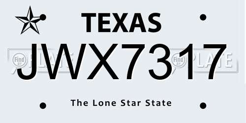 JWX7317 Texas License Plate