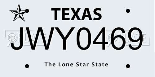 JWY0469 Texas License Plate