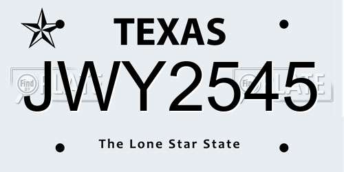 JWY2545 Texas License Plate